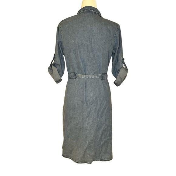 NWT MPH Collection Denim‎ Chambray Belted Dress Women’s Medium (c-71) - Picture 2 of 6